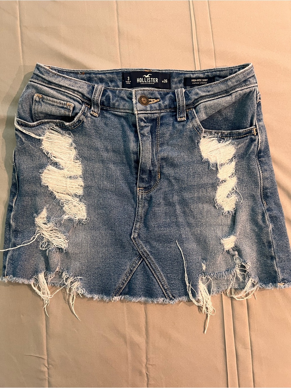 Vintage Y2K Hollister distressed Mini Jean Skirt Denim Size 3 (W26)